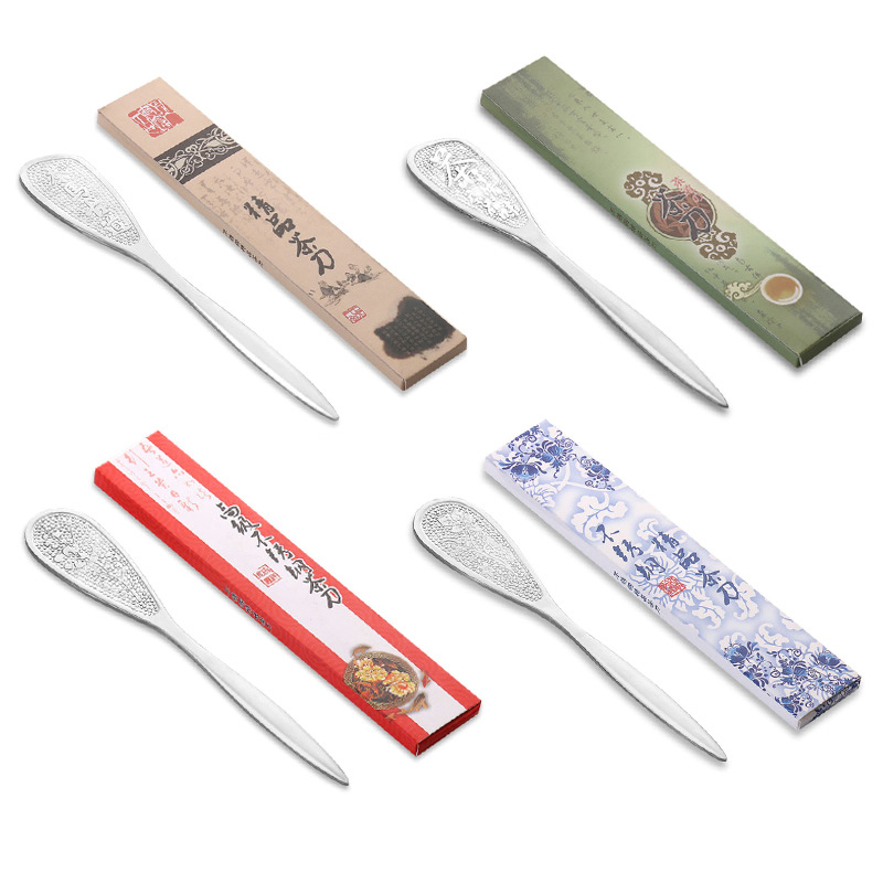 Wholesale stainless steel Pu'er tea knife tea needle Ebony Rosewood pry Tea Needle tea accessories gift printed logo