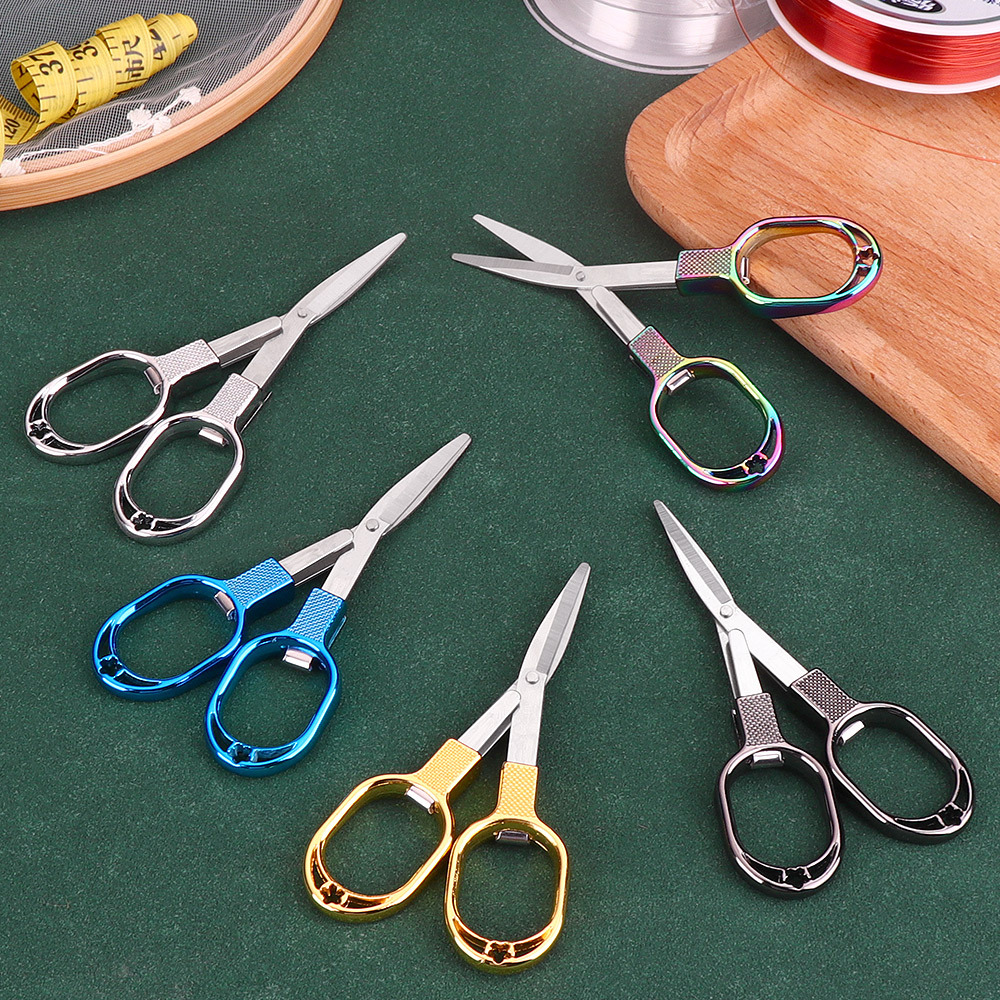 Boyue in stock Zinc Alloy 8-shaped Folding Small Scissors Travel Outdoor Portable Multi-functional Fishing Line Head Small Scissors