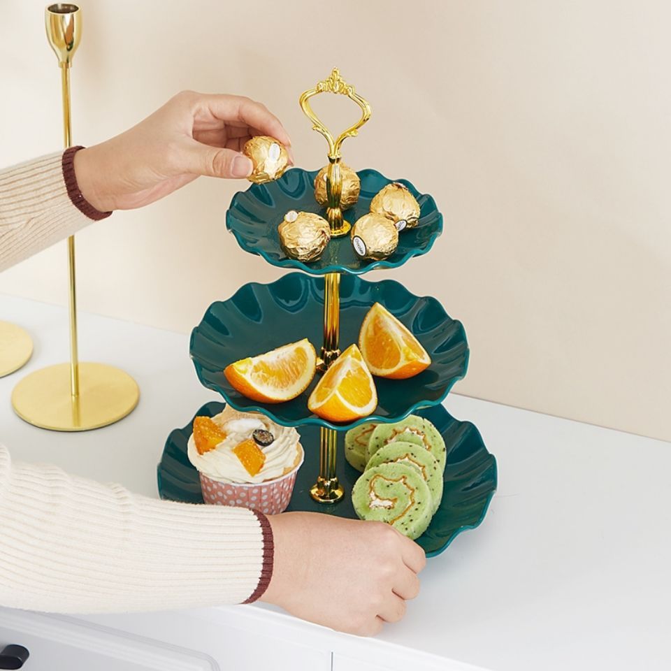 Living room high-value food-grade plastic cake stand multi-layer fruit birthday party snack stand candy dessert plate