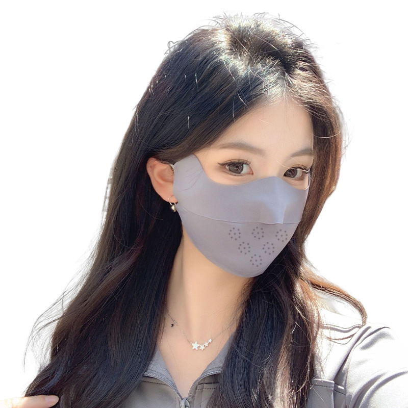 Seamless Ice Silk sunscreen mask summer raw yarn nylon Ice Silk breathable eye protection angle adhesive sunscreen mask face Kini