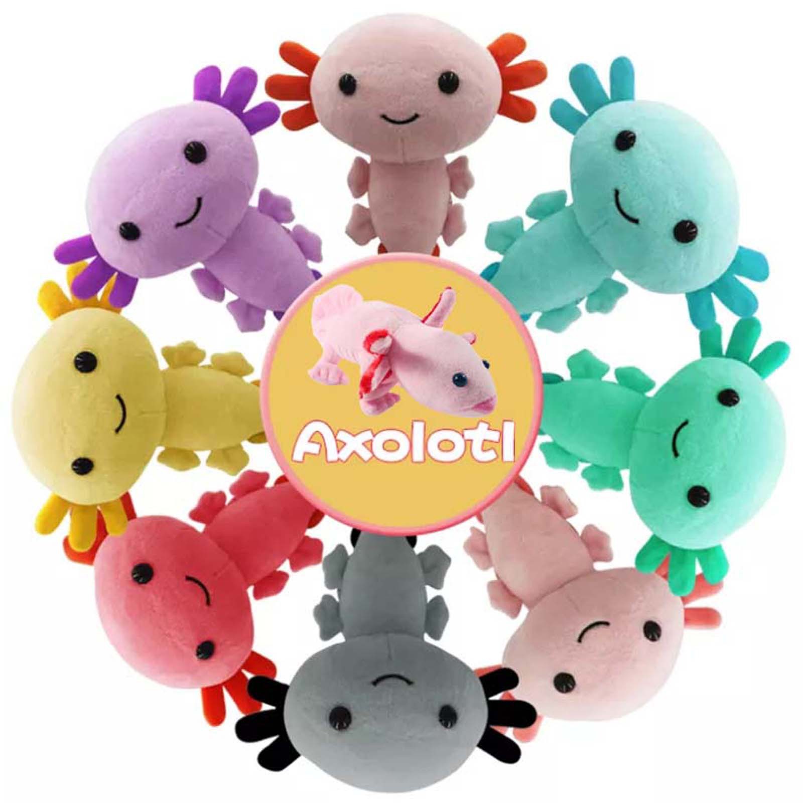 跨境新品20cm8色可愛卡通蠑螈公仔Axolotl毛絨玩具兒童生日禮物