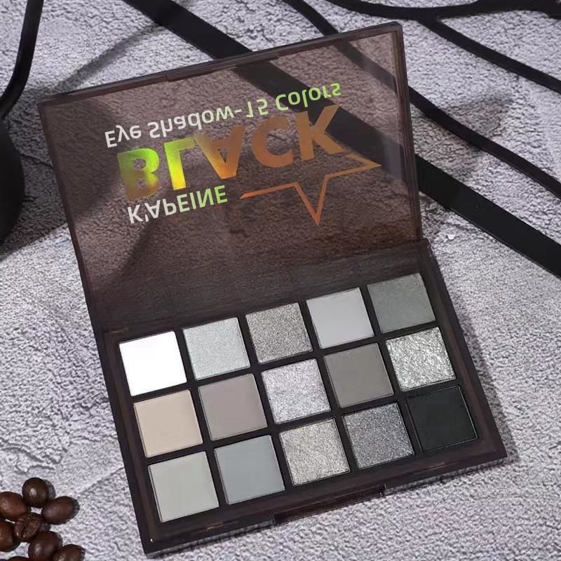Capel 15-color eyeshadow plate Halloween dark gray makeup smoky makeup 2023 New Pearl matte cross-border