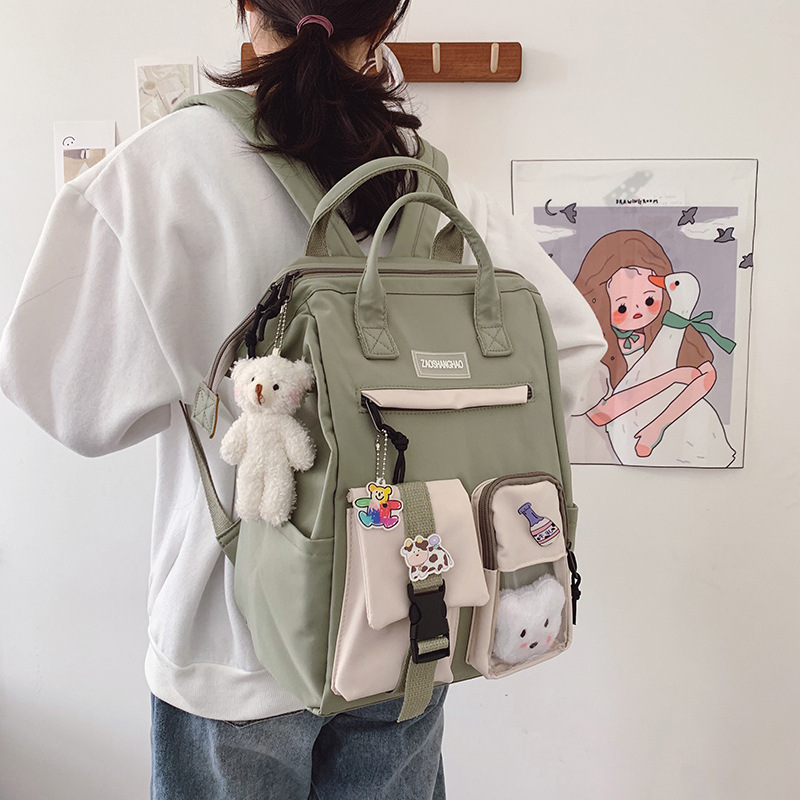 Schoolbag Female College Students Wine Red Middle School Students High School Students Large Capacity Korean Style High School ins Japanese Backpack