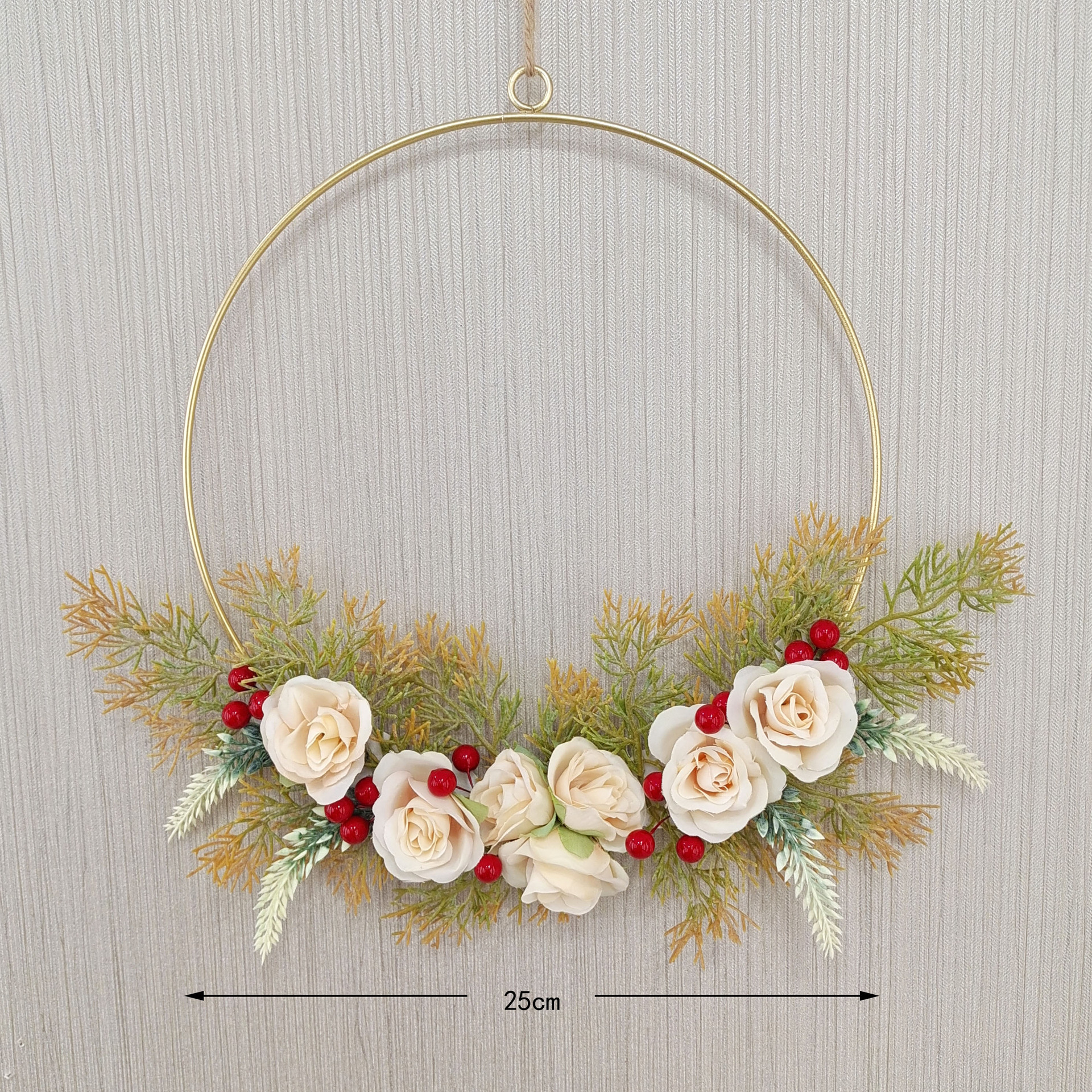 Nordic ins Style Wall Decoration Pendant Creative Hanging Simulation Plant Iron Wreath Small Pendant_voghion.com