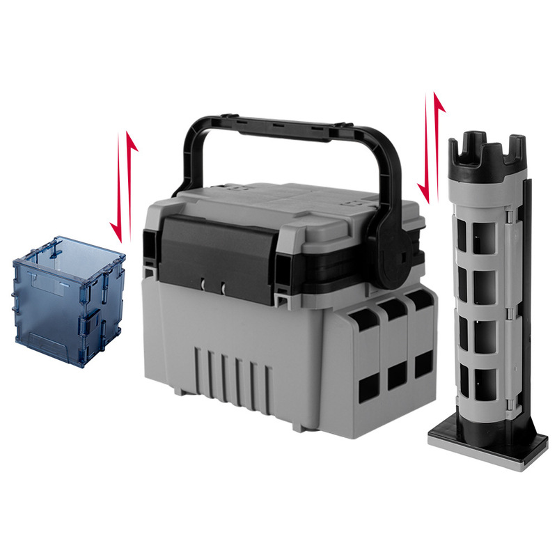 屋外二重層ルアーボックス釣りアクセサリー収納ボックス多機能釣具耐久性のあるプラスチック素材|undefined
