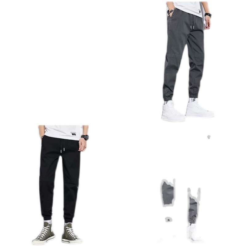 Cropped Casual Pants Men's Spring and Summer Thin Loose Tooling Pants Tight Leg Breathable Summer Harlan Pants