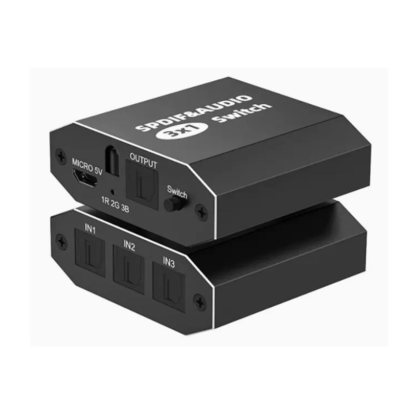 Optical fiber Audio Switcher three in one out SPDIF5.1 channel Dolby DTS audio format lossless switcher