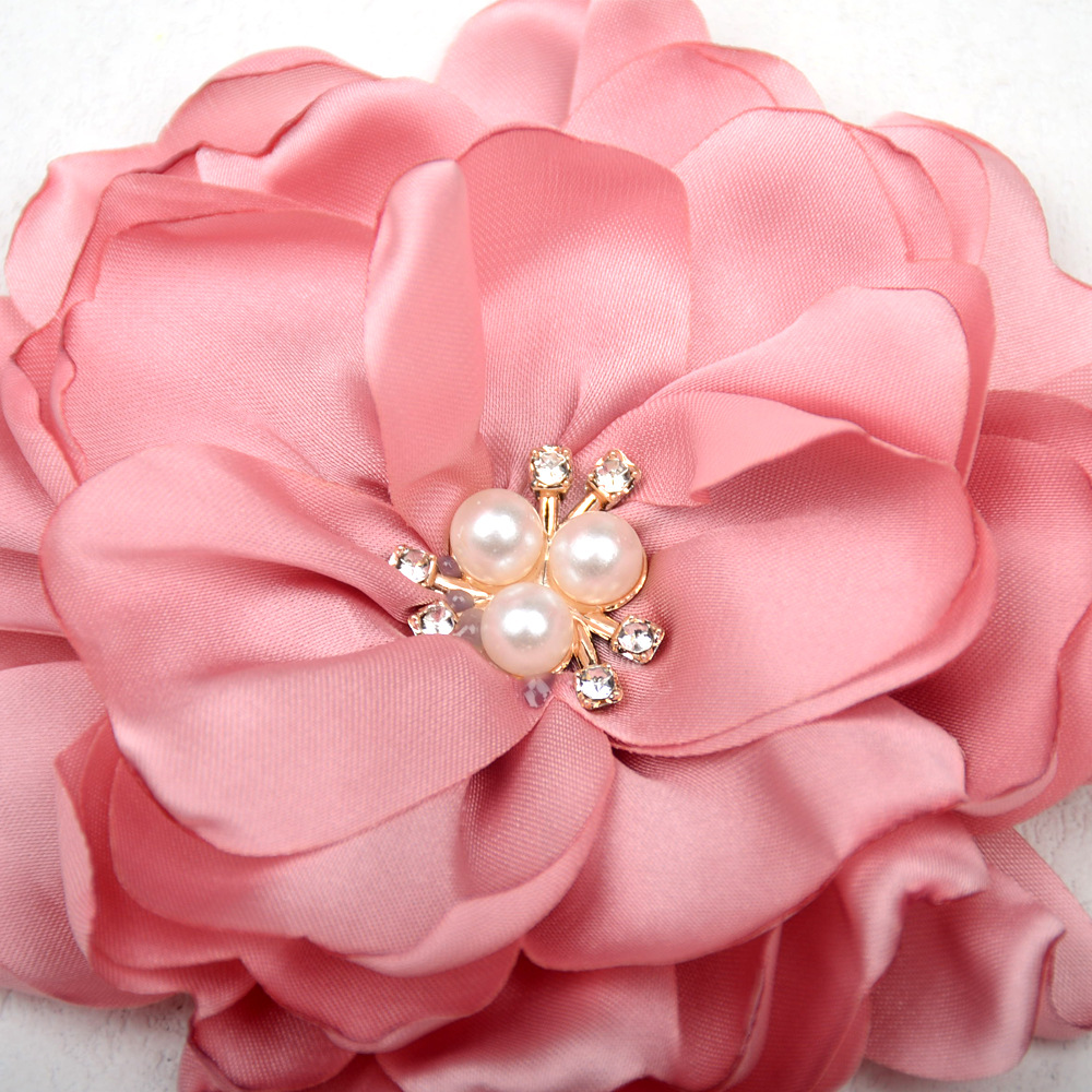 New Handmade Burned Edge Flower Fabric Pearl Flower Core Baked Edge Flower diy Hair Ornaments Headdress Flower Shoes and Hats Accessories