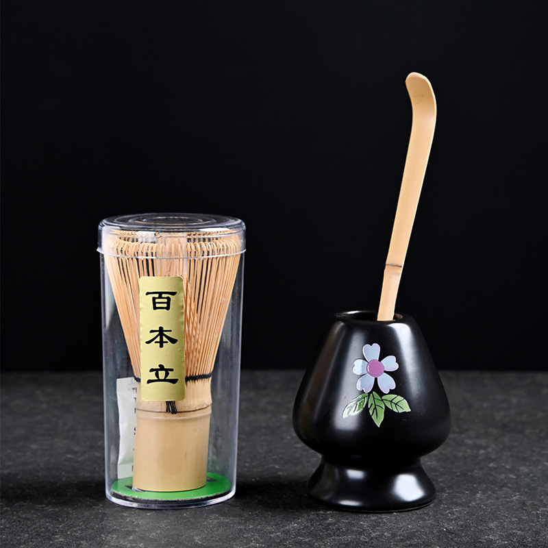 Three-piece set of tea tools for matcha tea brush suit tea tool accessories for Japanese tea holder