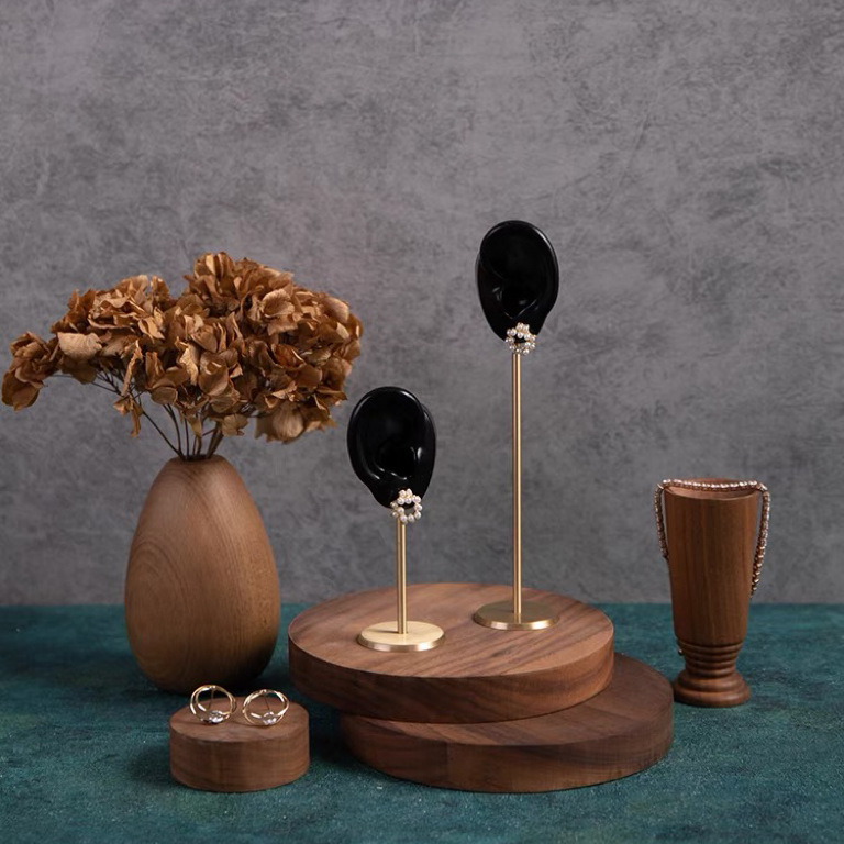 Earrings Display Stand Silicone Ear Model Puncture Ear Picking Teaching Headset Hearing Aid Display Stand Practice Puncture