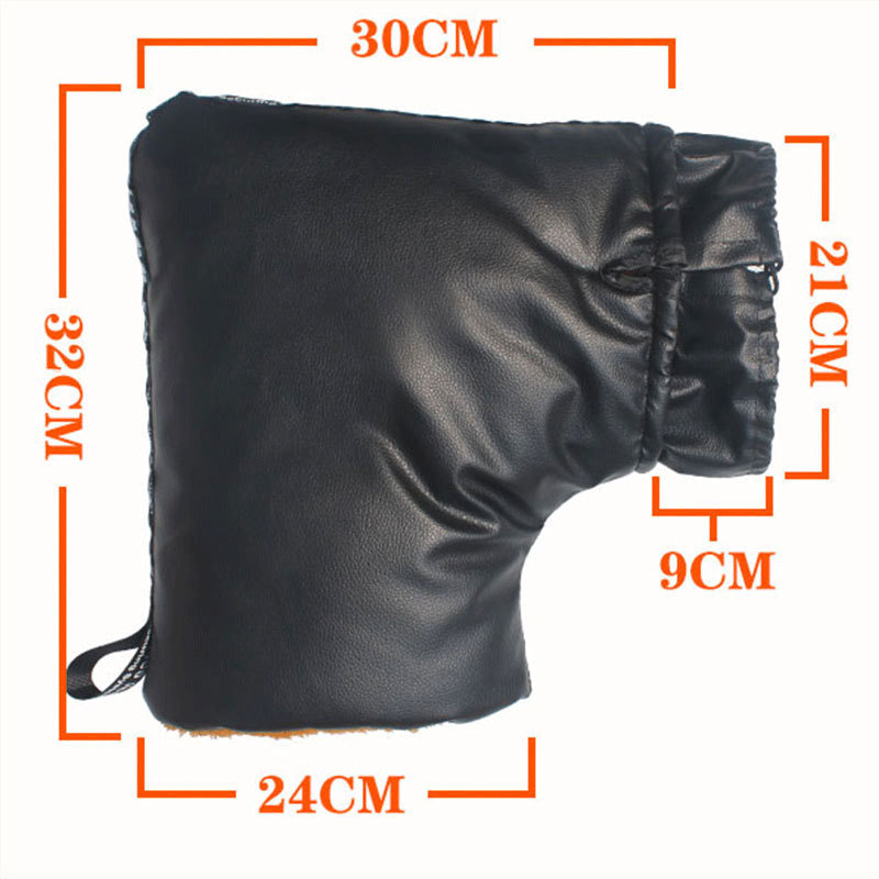 Factory direct winter electric car warm hand cover PU waterproof cold electric motorcycle plus velvet padded gloves
