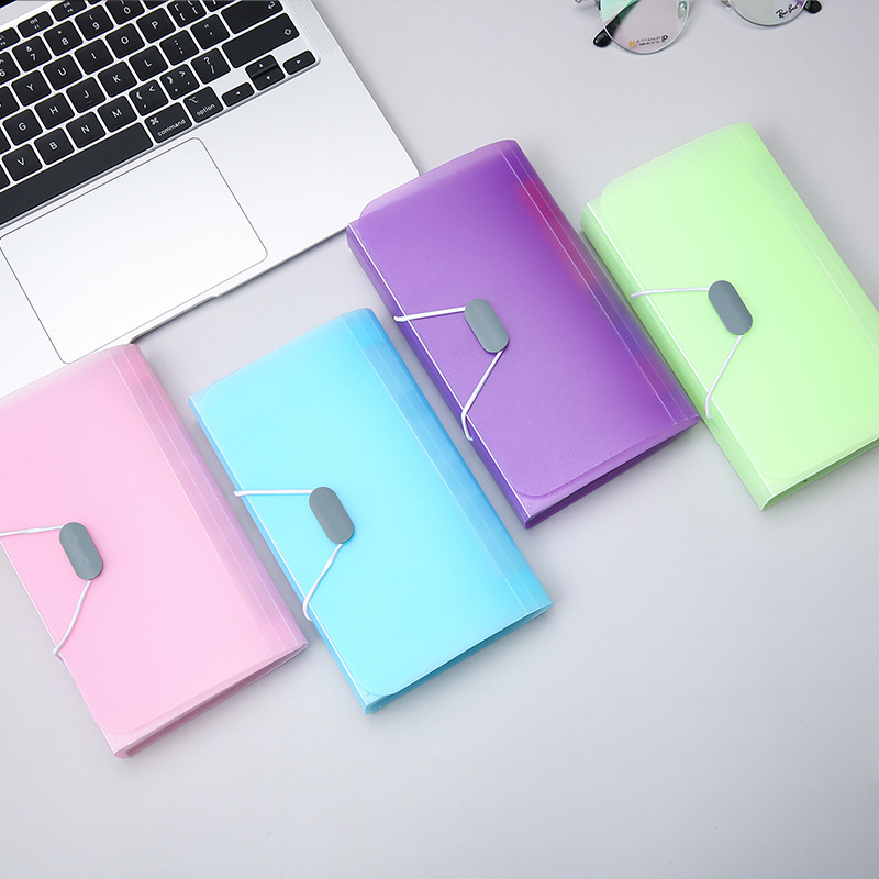 transparent-a6-mini-accordion-file-folder-office-supplies-receipt-storage-ticket-holder-candy-color-13-slots-document-folder