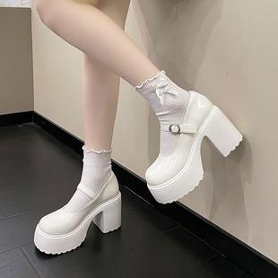 Vintage Mary Jane Shoes Women's 2022 New Witch Shoes Super High Heel Thick Heel Waterproof Platform Round Toe All-match Hot Girl Single-layer Shoes