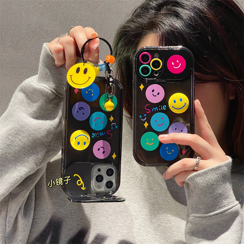 Cute Colored Smiling Charm Pendant Suitable for iPhone 15 Pro Max Apple 14 Phone Case 13 Flip Mirror 11 Women 12