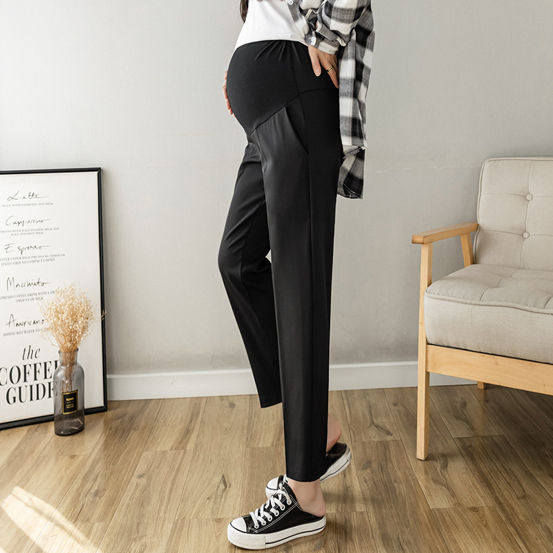 1683 Pregnant Women's Small Pants Spring Straight Casual Abdominal Pants for Outer Wear Ankle-length Pants Pregnant Women's Pants