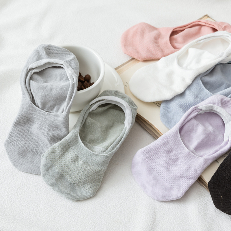 200 Needle Hollow Mesh Socks Women's Shallow Socks Cotton Spring and Summer Thin Boat Socks Silicone Non-slip Invisible Socks