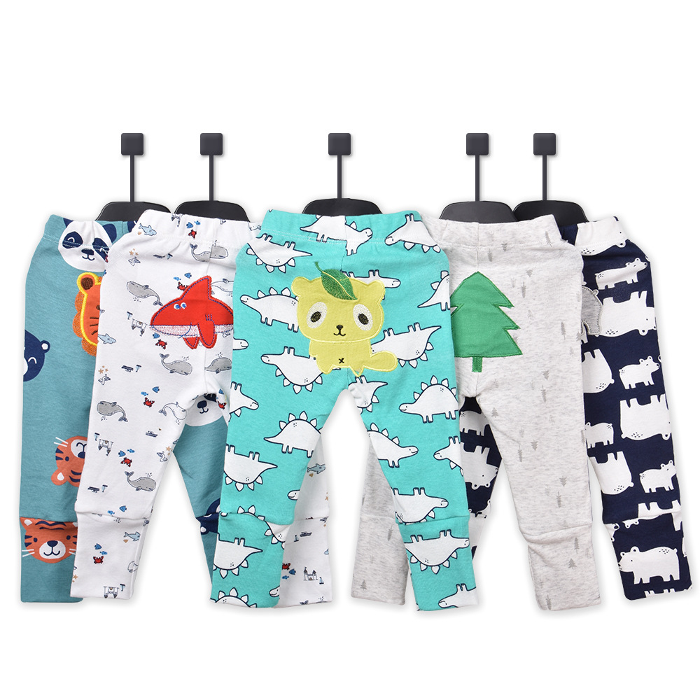 Factory wholesale foreign trade baby trousers pp pants butt pants baby animal print pants lengthened warm baby trousers