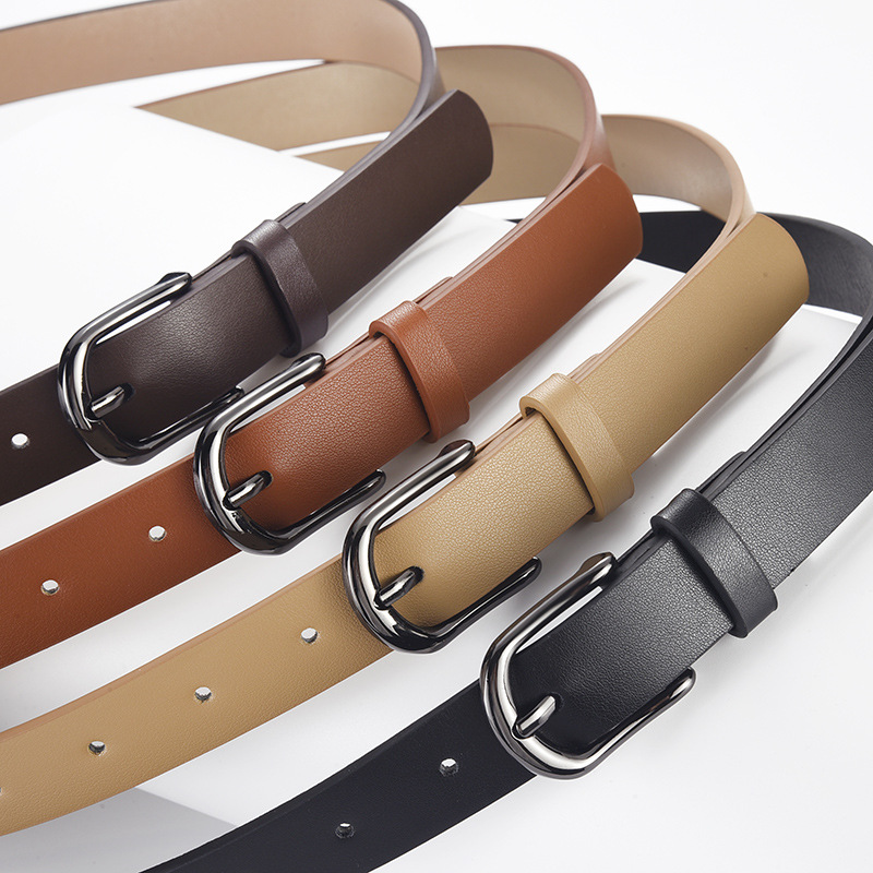 Shiny Black Pin Buckle PU Leather Belt. High-end unisex versatile decorative belt