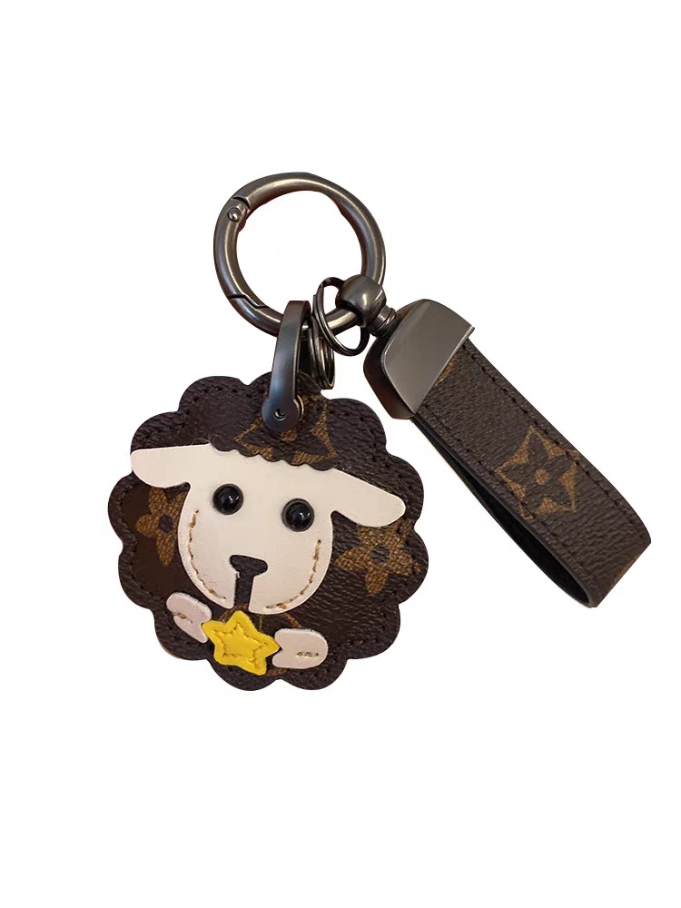 Xiaoqing New Car Keychain Pendant Cartoon Internet Celebrity ins Fashionable Leather Simple Keychain Women's Bag Pendant