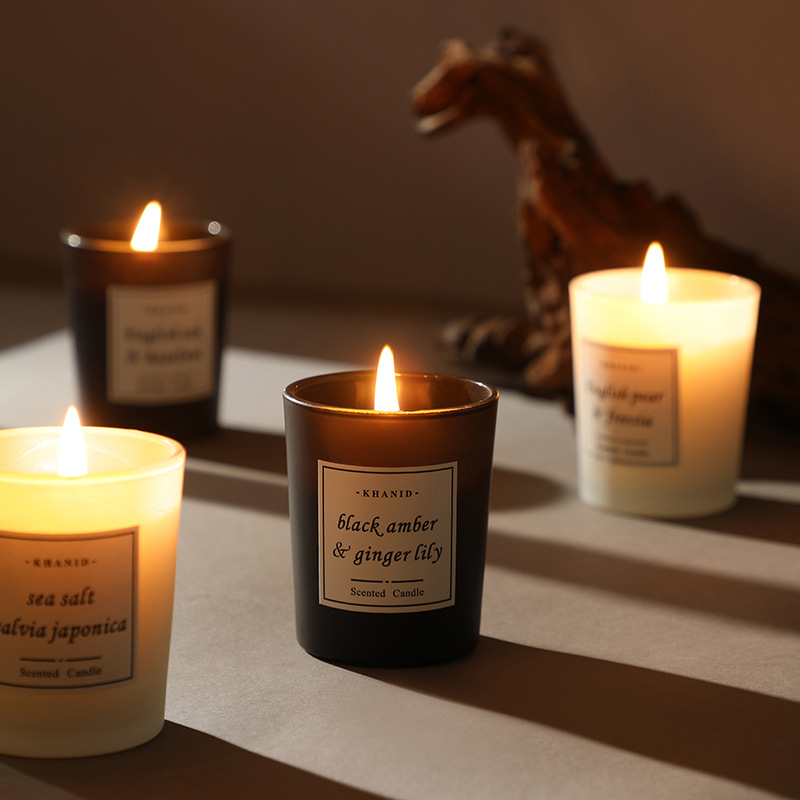 Factory direct supply home niche two-color glass aromatherapy candle fragrance bean wax hand gift 50g decoration