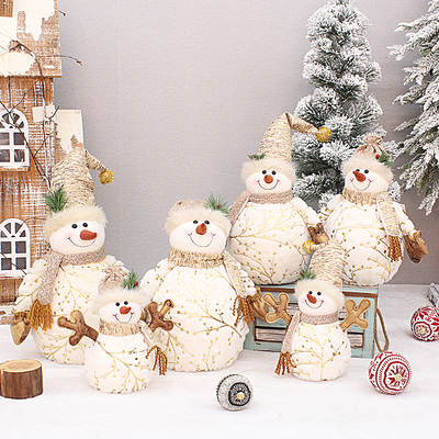 Christmas decorations long fluffy printed fabric pointed hat round hat snowman doll Christmas gifts new ornaments