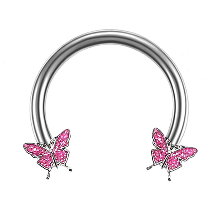 Gabe Europe and the United States cross-border butterfly horseshoe ring earrings ear bone nail 1.2*10 horseshoe ring body piercing jewelry spot