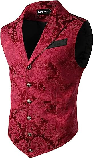 Amazon foreign trade new men's vest medieval costume retro Gothic long dress vest Halloween costume