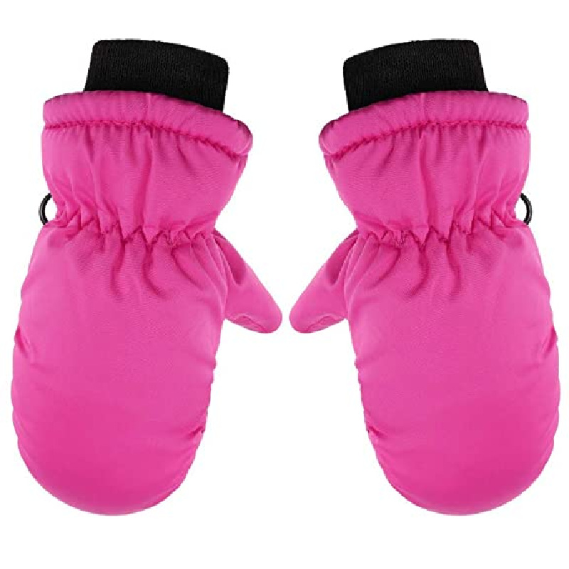 Children's winter new solid color children's warm thickened ski gloves windproof waterproof anti-slip short mouth Lukou gloves