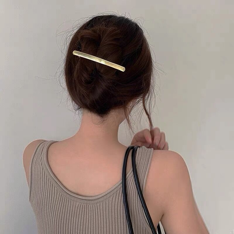 Niche design metal hairpin texture summer simple all-match back head side clip spring clip hair accessories