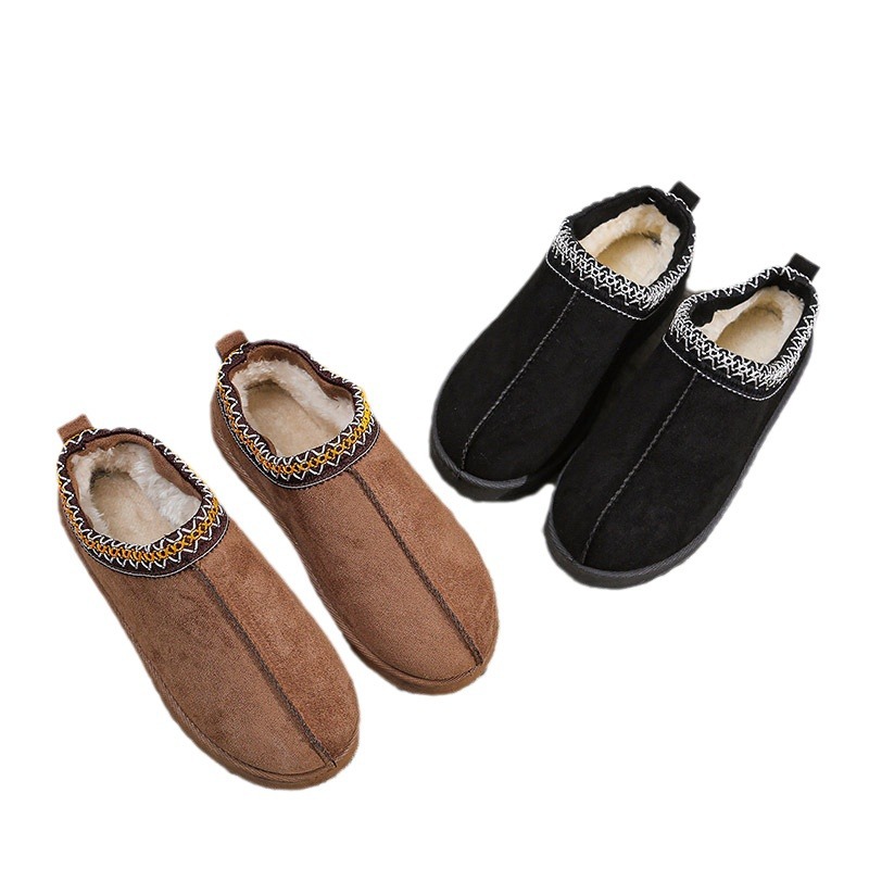 Foreign trade cross-border lace ethnic style fashionable snow boots women's shoes half slippers cotton shoes in stock autumn and winter indoor outdoor
