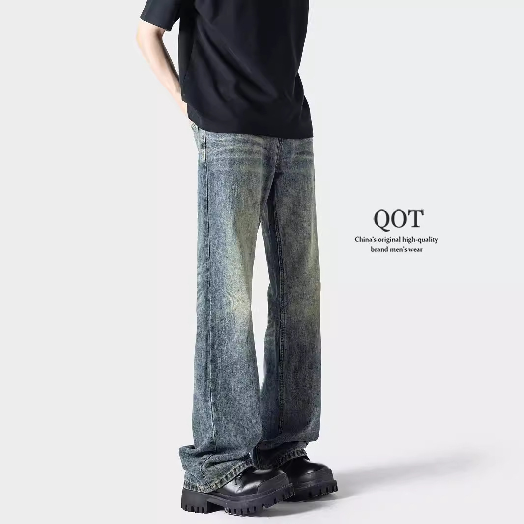 American-style High Street Washed Jeans Spring and Autumn New Arrival Weak Loose Loose Straight Casual Pants Men