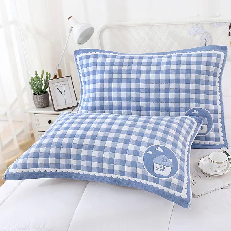 Three-layer gauze pure cotton pillow towel household cotton adult student increase thick pillow cover towel welfare products wholesale