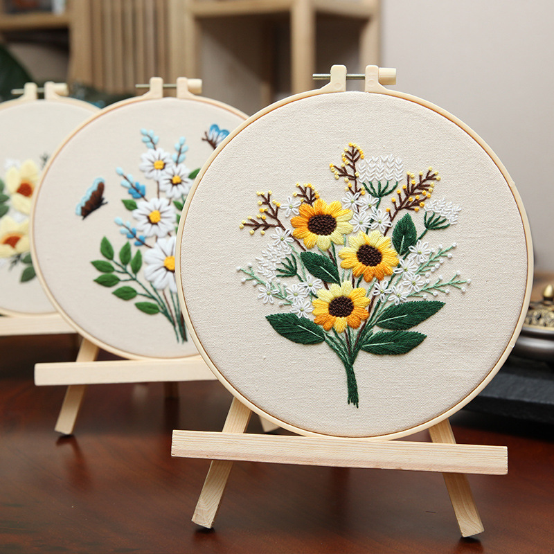 手作り Diy 刺材料キットヨーロッパスタイルの蝶の花の絵画ルシャン刺初心者の針糸セット|undefined