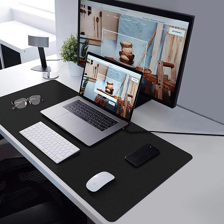 Clearance black non-slip oversized leather mouse pad waterproof writing pad computer office learning PU leather table mat