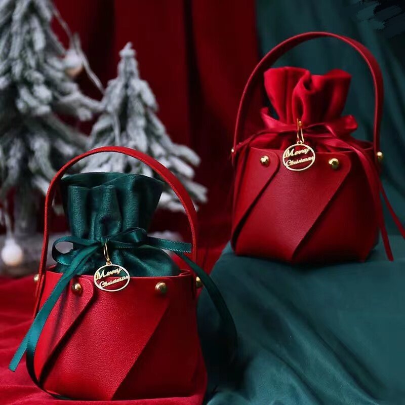 Christmas decorations leather creative handbag velvet cloth apple bag Pingan fruit transparent ball packaging box spot - ShopShipShake