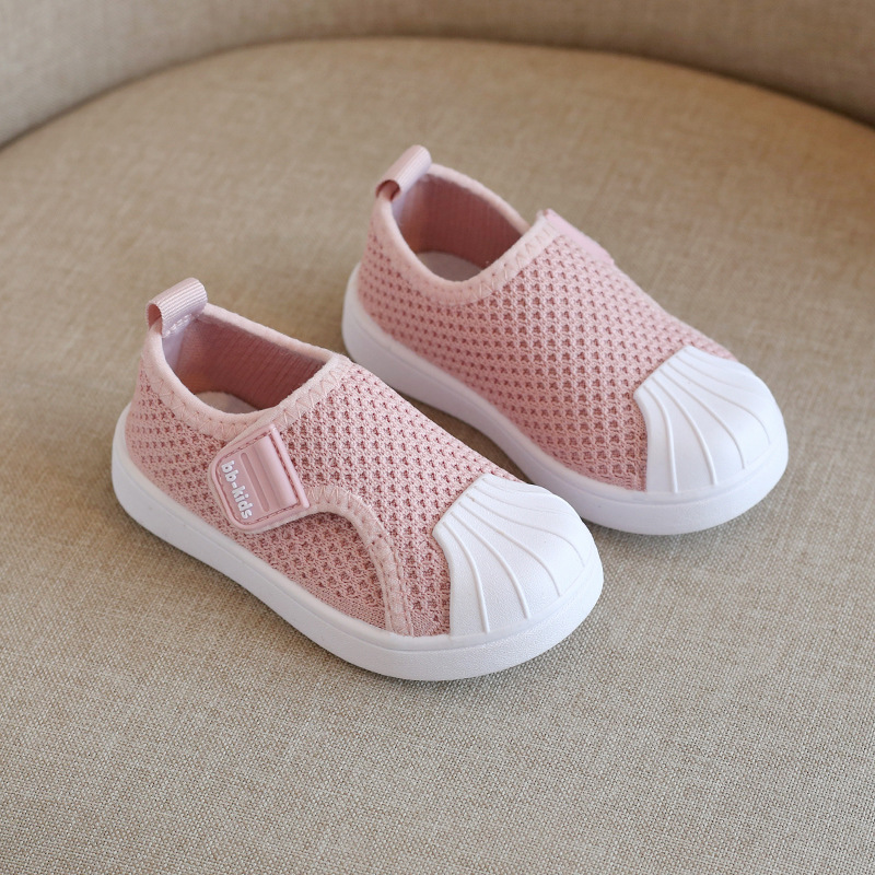 Children's Shoes Spring and Summer Shell Head 2021 New Children's Flying Woven Shoes Boys and Girls Casual Board Shoes Soft Sole Non-slip Sports Shoes