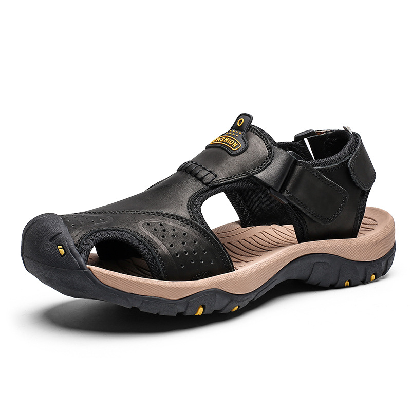 Large Size Sandals Men's Summer New All-match Beach Shoes Outdoor Soft Sole Non-slip Leather Sandals Men's Cross-border Foreign Trade