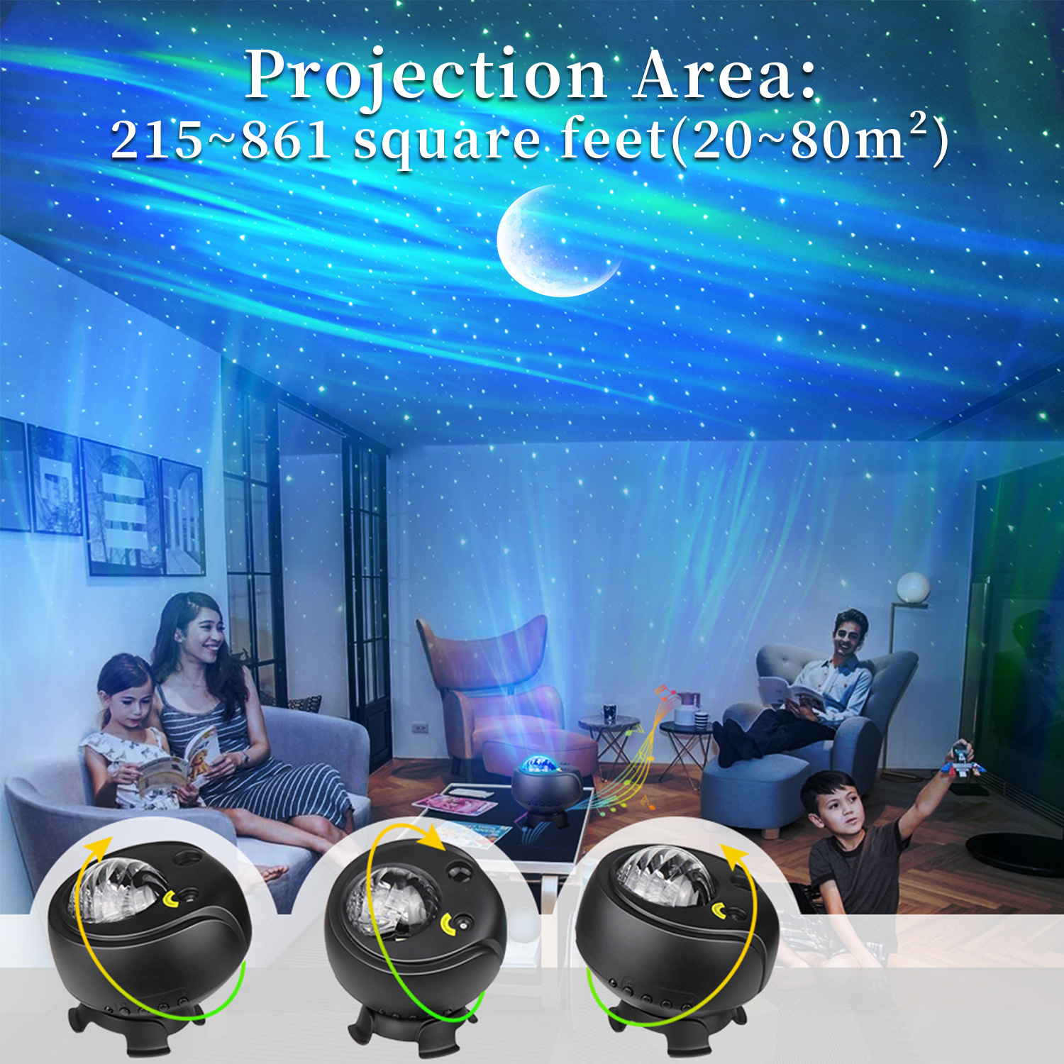 Northern lights atmosphere light cross-border water ripple Bluetooth speaker bedroom projection light birthday gift Star Light Night Light