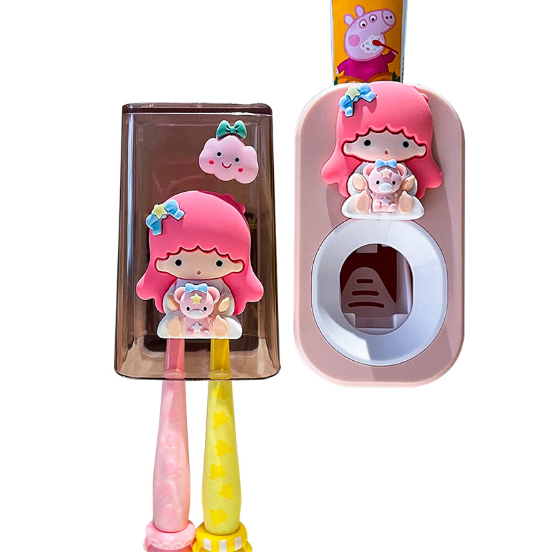 Children squeeze toothpaste artifact toothbrush toothpaste rack mouthwash Cup cartoon cute squeezer suit