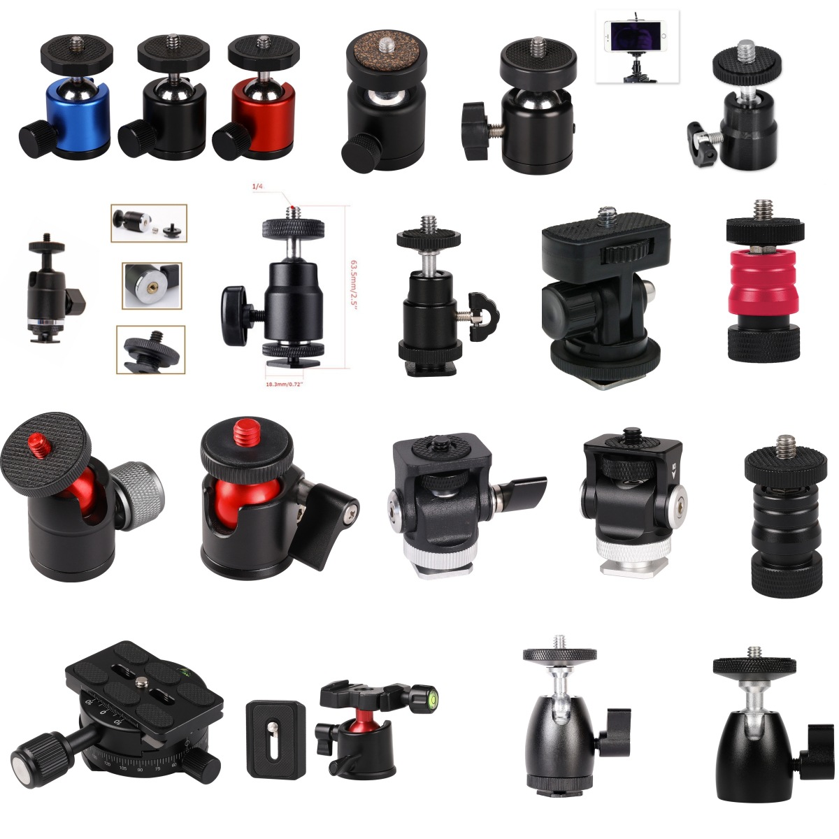 Metal micro single tripod camera fill light bracket beauty lamp holder projector monitor universal spherical head