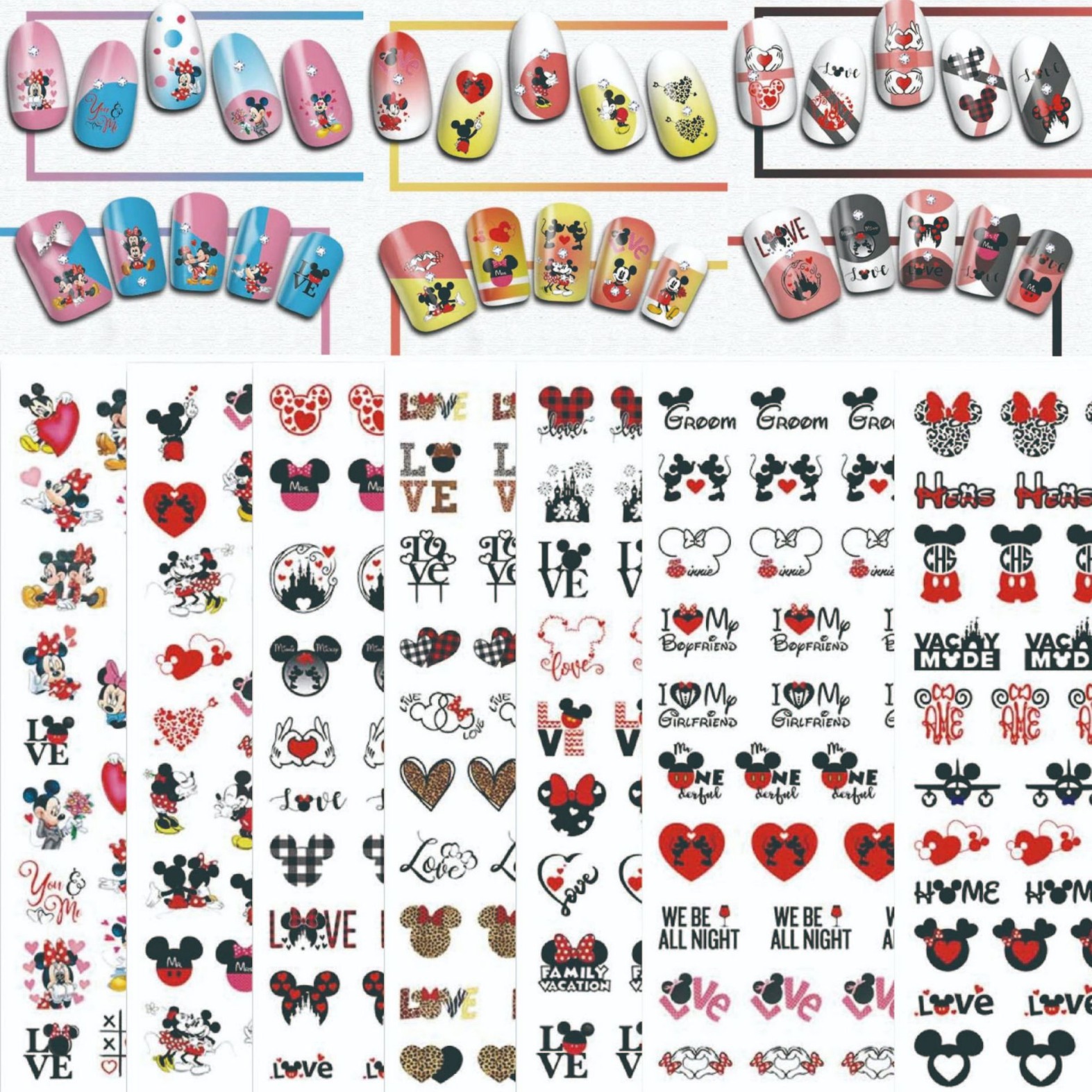 Mickey Valentine's Day Nail Art Stickers Cross-border E-commerce Jewelry Mickey Valentine's Day Nail Art Stickers WG961-968