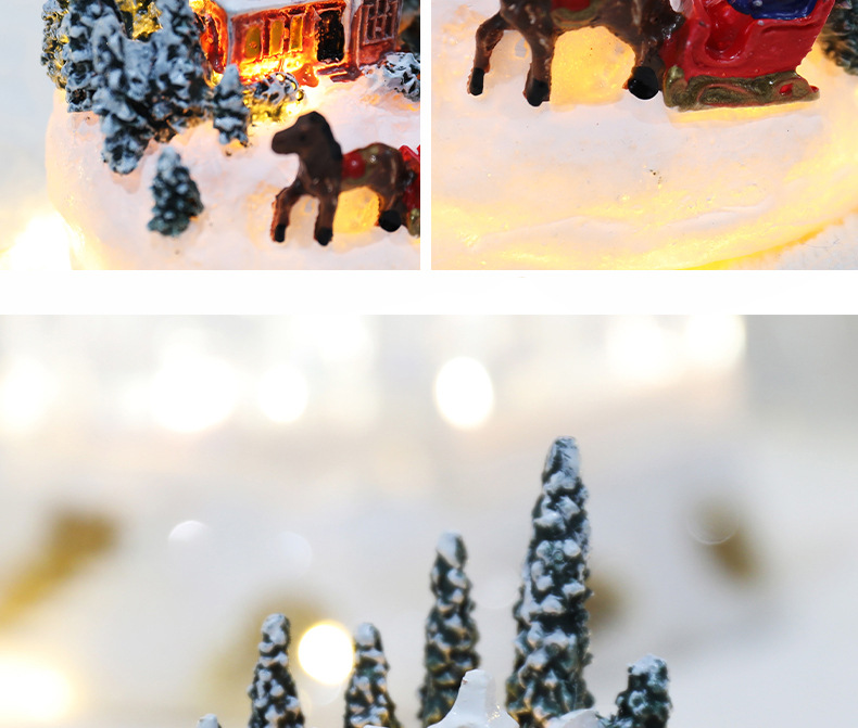 Christmas decorations resin house luminous ornaments Christmas micro landscape Christmas small house Christmas gift ideas_voghion.com