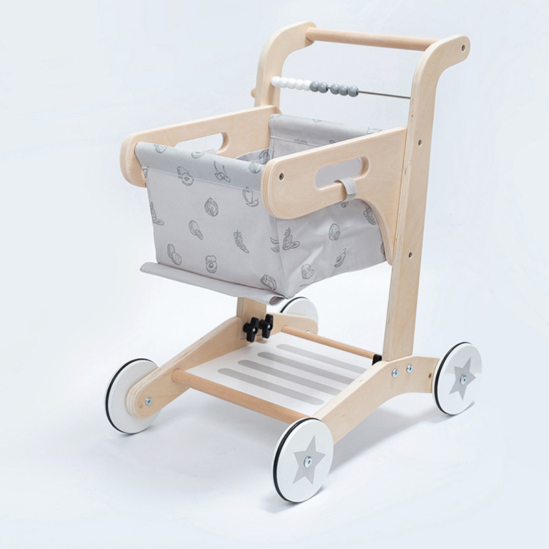Nordic cross-border baby walker simulation play house supermarket 1 shopping cart 2-3 years old wooden toys - ShopShipShake