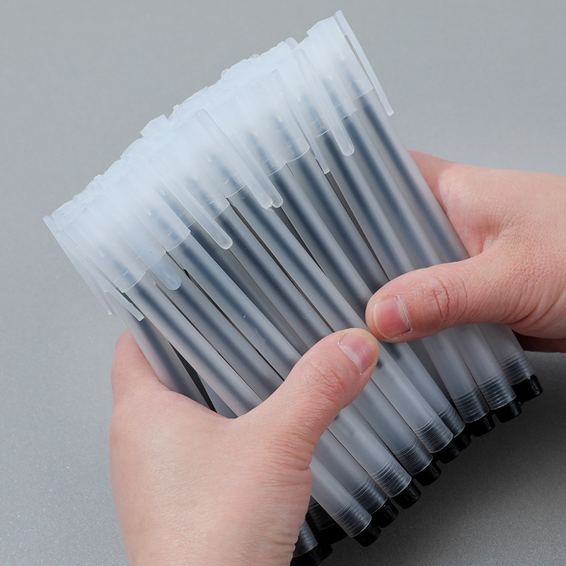 Frosted Transparent White Pen 0.5mm Gel Pen Needle Ballpoint Pen Signature Pen Black Carbon Pen Stationery Wholesale