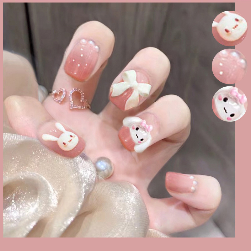New three-dimensional phototherapy wholesale bow Flash blush French diamond hand-worn nail nail nail stickers