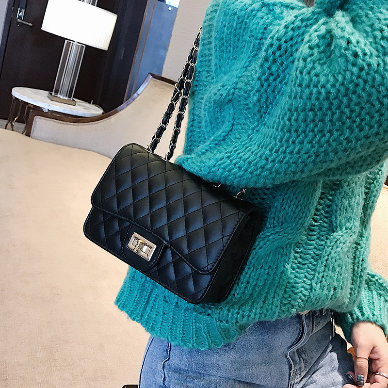 Bag Women's 2022 New Arrival Korean Style Rhombic Plaid Chain Bag Chanel Style Single-shoulder Crossbody Bag Women's Bag All-match Small Square Bag
