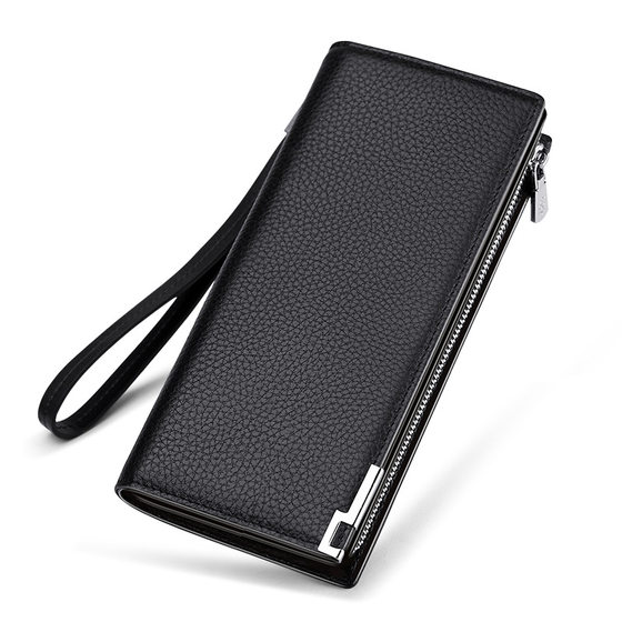 King Paul Wallet Men's Genuine Leather Long Wallet Zipper Cowhide Wallet Multi-Card Holder Clutch Bag Men's Wholesale