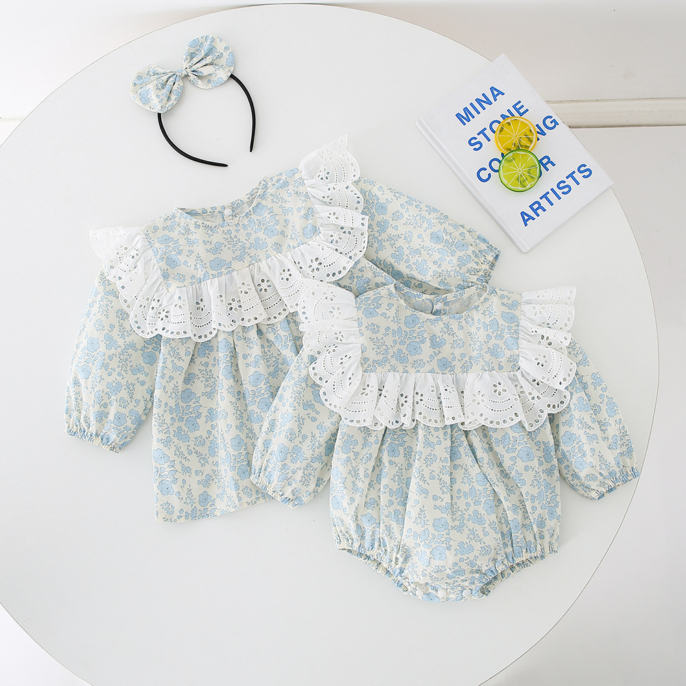 嬰幼兒秋季包屁衣姐妹裝嬰兒衣服連體衣女童裙子爬服女寶寶秋款