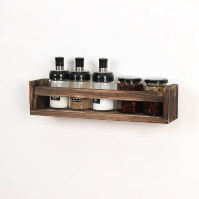 Household Kitchen Rack Wooden Wall-mounted Punch-free Seasoning Rack Spice Storage Rack Seasoning Bottle Storage Rack