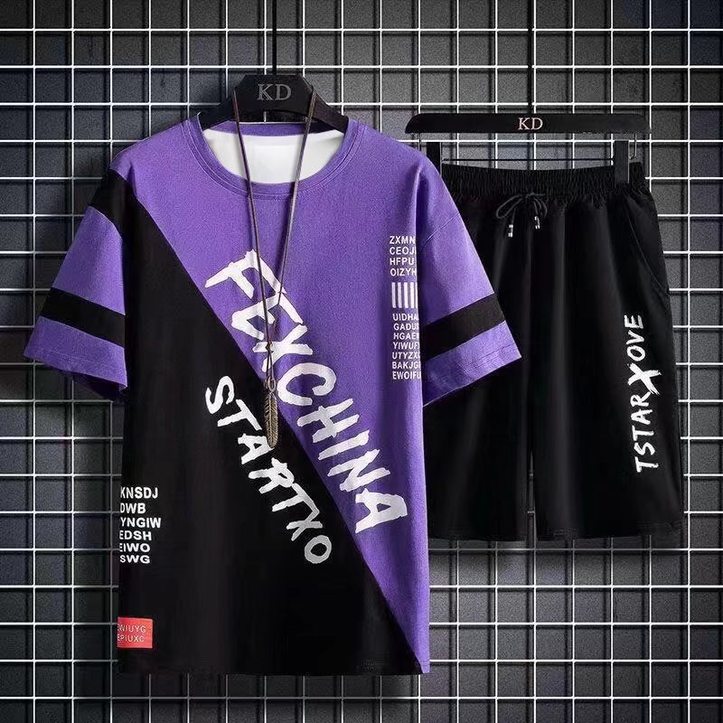 New quick-drying youth suit men's short-sleeved T-shirt summer casual shorts sports two-piece suit Handsome Men's Fashion